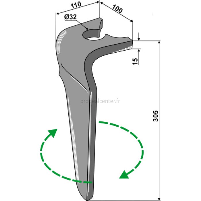 Dent de herse rotative Breviglieri (E0100130) droite à montage rapide 305 x 100 x 15 mm adaptable-131909_copy-32