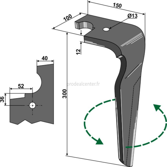 Dent de herse rotative Feraboli gauche à montage rapide 300 x 100 x 12 mm adaptable-131926_copy-32