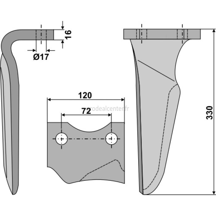 Dent de herse rotative Niemeyer (034826) droite KR 330 x 120 x 16 mm adaptable-131979_copy-32