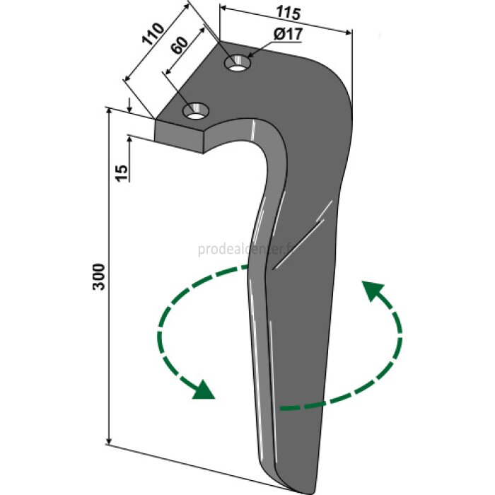 Dent de herse rotative Rau vicon (RG00058897) gauche 300 x 110 x 15 mm adaptable-132015_copy-32