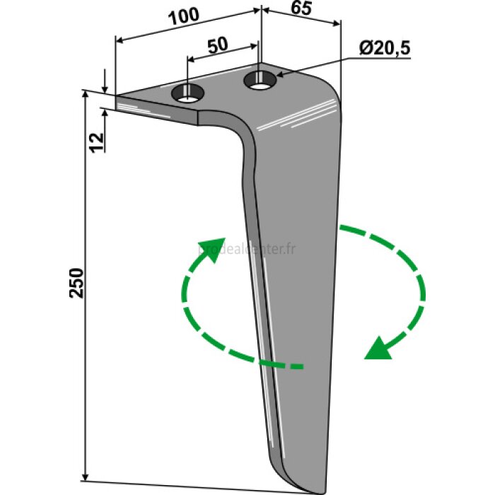 Dent de herse rotative Rinieri (05636RH) droite 250 x 100 x 12 mm adaptable-1127401_copy-30