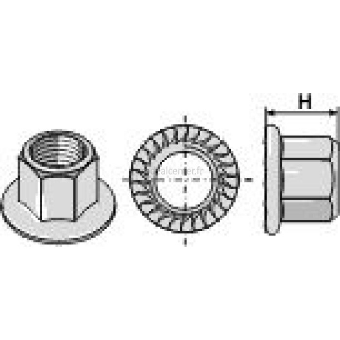Ecrou standard hexagonal à embase adaptable 10.9 M12 x 1,75 boulonnerie Amazone (DE202)-131463_copy-3