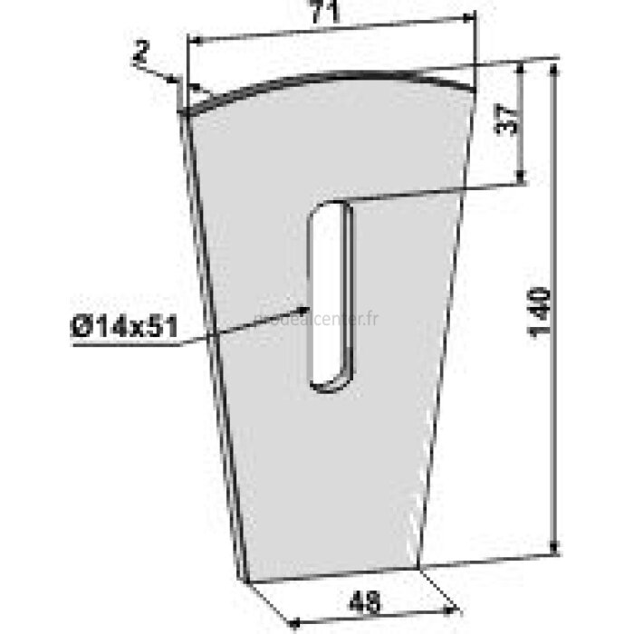 Grattoir de rouleau packer Kuhn (FHX1442D) métal plat simple fixation 140 x 48 / 71 x 2 mm fixation 14 x 51 mm adaptable-124350_copy-31