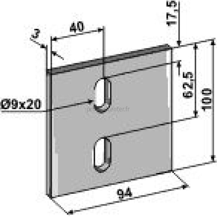 Grattoir de rouleau packer Lely (1.1645.9001.0) métal plat double fixation 100 x 94 x 3 mm fixation 9 x 20 mm adaptable-124374_copy-31