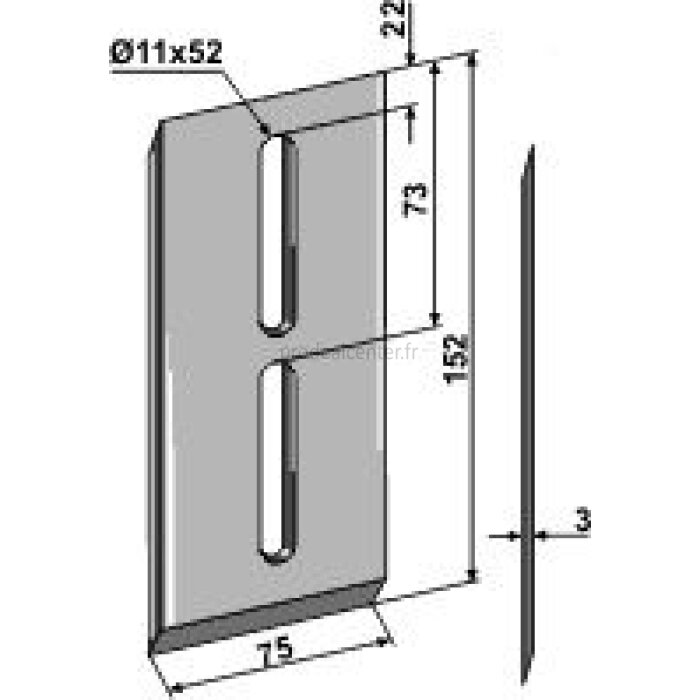 Grattoir de rouleau packer Vigolo métal plat double fixation 152 x 75 x 3 mm fixation 11 x 52 mm adaptable-124408_copy-31