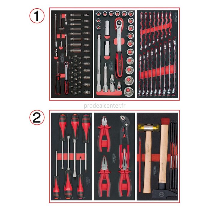 Composition d'outils 2 tiroirs pour servante, 114 pièces - KS