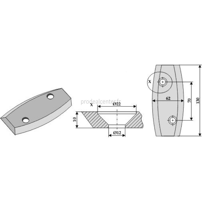 Couteau modèle gauche pour mélangeuse de fourrage Logifeed and RMH 130 x 62 x 10 mm (553042100)-120113_copy-31