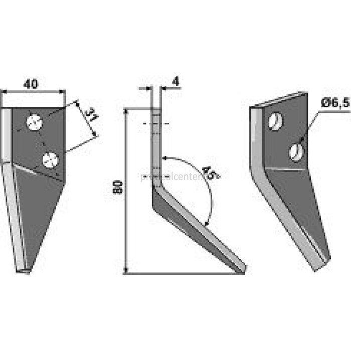 Couteau modèle gauche pour mélangeuse de fourrage Frasto 80 x 40 x 4 mm (16800013, 16800019)-120136_copy-31