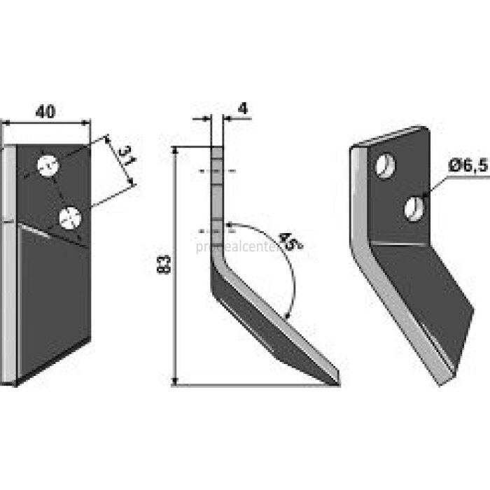 Couteau modèle droit pour mélangeuse de fourrage DeLaval 83 x 40 x 4 mm (94832601)-120255_copy-31