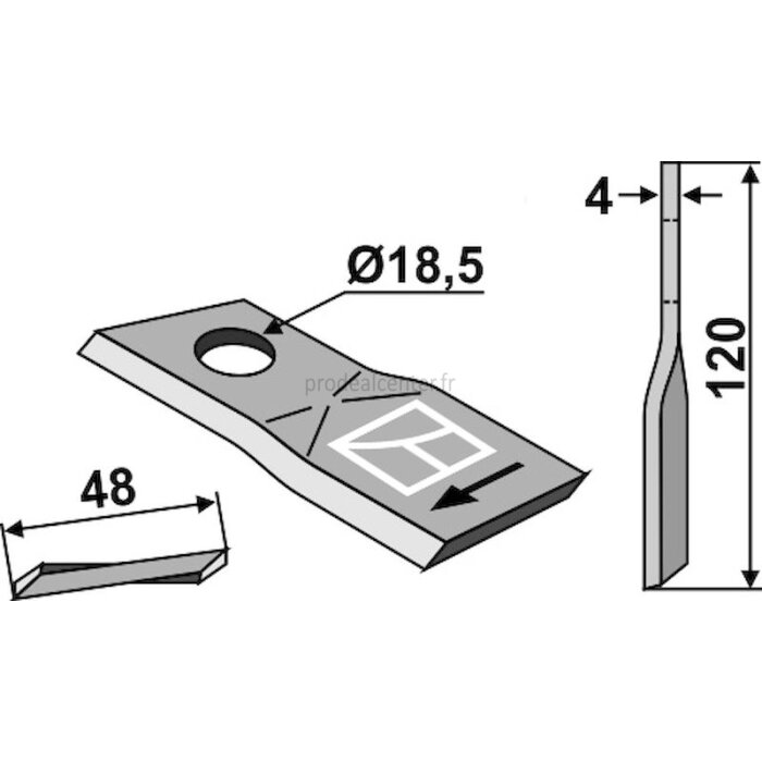 Couteau vrillé droite 120 mm Lely 4.1201.1474.0 adaptable-120394_copy-31