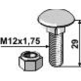 Boulon à tête bombée adaptable avec écrou à freinage interne 8.8 M12 x 1,75 x 29 mm boulonnerie Universelle-121358_copy-20