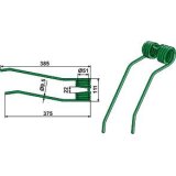 Dent de fenaison adaptable vert pour Kverneland Taarup 730C-CH, RW330, RW730 (6830000)-123693_copy-20