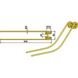 Dent de fenaison adaptable jaune pour Niemeyer Rotorschwader RS 28DL, ab Masch.-Nr.: 1601, RS 30-RS, RS 280-D/VR, RS 281-D, RS 300-DF, RS 310-D, RS 330-D Super, RS 420-D (600.013)-123705_copy-20