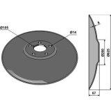 Disque de déchaumeur Case IH (87457566) lisse creux 5 trous à fond plat 625x 6 mm Niaux adaptable-120931_copy-20