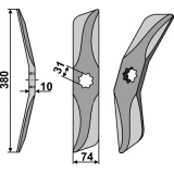 Couteau de herse en acier au bore modèle gauche pour bêche rotative Hankmo-Tume 380 x 74 x 10 mm (HX-583)-124162_copy-20