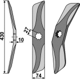 Couteau de herse en acier au bore modèle gauche pour bêche rotative Hankmo-Tume 430 x 74 x 10 mm (97202982, 97202902)-124164_copy-20
