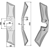 Couteau modèle droit pour herse roulante Rabe 410 x 65 x 9 mm (6439.26.01 SSG-37-R-V)-124171_copy-20