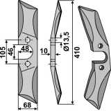 Couteau de herses en acier au bore modèles droit pour bêches rotatives droit Vogel and Noot 410 x 68 x 10 mm-124173_copy-20