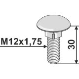 Boulon à tête ronde collet carré adaptable sans écrou 10.9 M12 x 1,75 x 30 mm boulonnerie Lemken (3011806)-1792974_copy-20