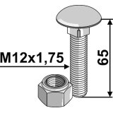 Boulon à tête ronde collet carré avec écrou à freinage interne adaptable M12 x 1,75 x 65 mm boulonnerie Universelle-1792973_copy-20