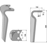 Dent de herse rotative Amazone (6807400) droite KE à montage rapide 330 x 130 x 12 mm adaptable-131549_copy-20