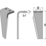 Dent de herse rotative Muratori (12012400) gauche MEC-3 280 x 90 x 12 mm adaptable-131550_copy-20