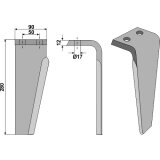 Dent de herse rotative Muratori (12012300) droite MEC-3 280 x 90 x 12 mm adaptable-131551_copy-20