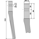Dent de herse rotative Feraboli (7A46026) droite / gauche à montage rapide longueur : 312 x 31,3 mm adaptable-131571_copy-20