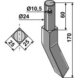 Dent de rototiller Falc droite longueur : 170 mm adaptable-131750_copy-20