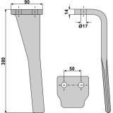 Dent de herse rotative Sicma (092800) gauche 300 x 90 x 14 mm adaptable-131807_copy-20