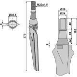 Dent de herse rotative Rau vicon (4916710) droite 375 mm adaptable-131823_copy-20