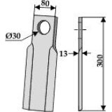 Lame de gyrobroyeur Procomas plate réversible 300 x 80 x 13 mm fixation 30 mm adaptable-125286_copy-20